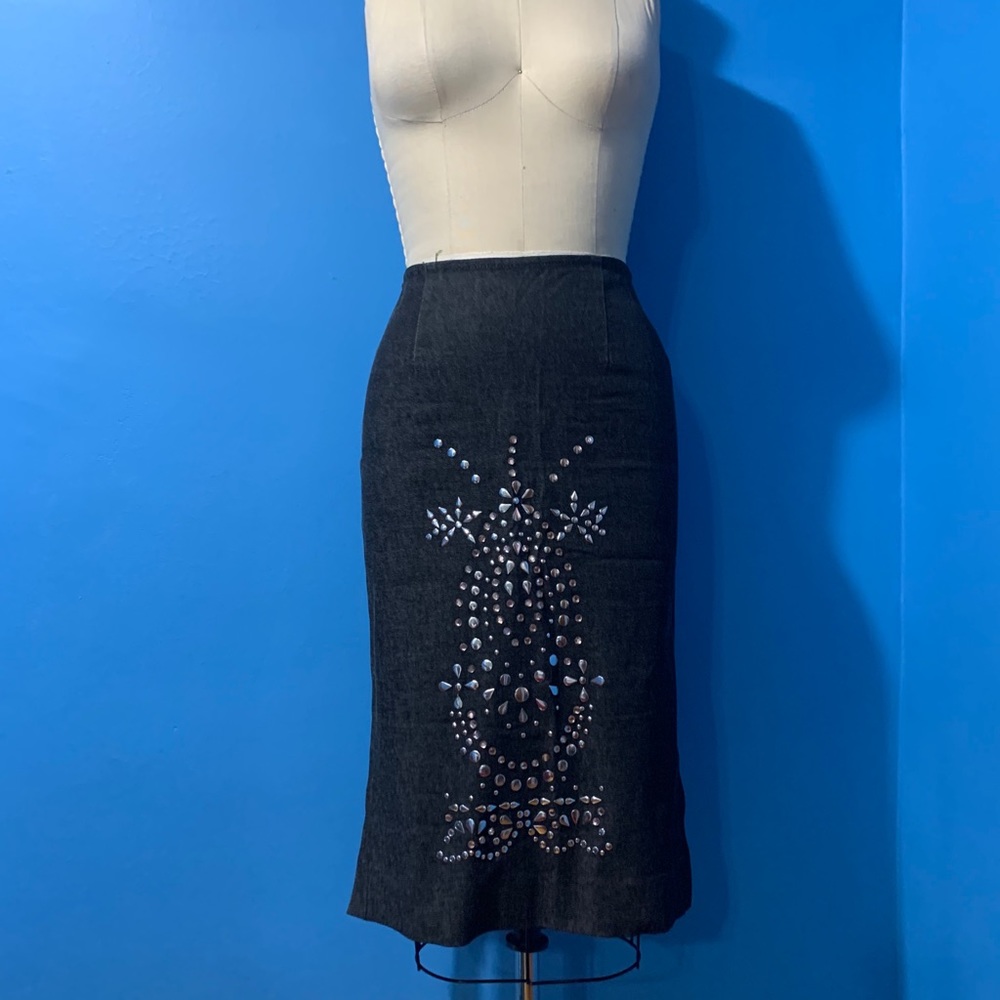 Cotton Denim studded skirt